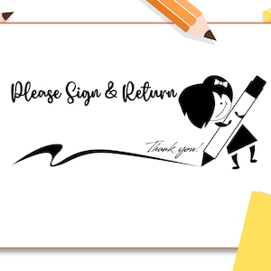 Please Sign and Return Self-Inking, Wood Handle or Art Block Teacher Stamp, Student Stamp, Classroom Stamp (1139)