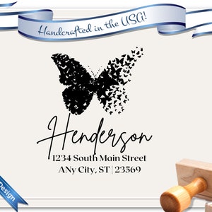 Vlinder | Stempel retouradres | Aangepaste adresstempel | Zelfinktend | Adresstempel | Gepersonaliseerde cadeau | Stijl 1928
