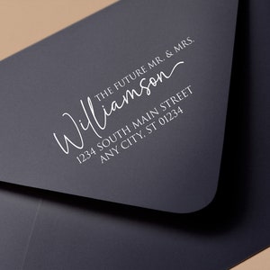Elegante stempel retouradres + METALLIC INKT, trouwstempel, Save the Date, familiestempel, prachtige stempel met stempelkussen (2205)