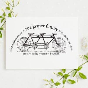 LARGE Size 1.5x3 Tandem Bicycle Style Return Address Stamp | Custom Address Stamp | Return Address | Self Inking Stamp |  (1200)