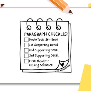 Paragraph Checklist Self-Inking, Wood Handle or Art Block Teacher Stamp, Student Stamp, Classroom Stamp (2087)