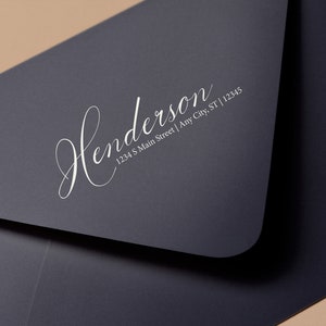 Elegante stempel retouradres + METALLIC INKT, trouwstempel, Save the Date, familiestempel, prachtige stempel met stempelkussen (2206)