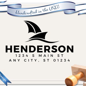 Sail Boat, Lake Ocean Beach  | Return Address Stamp | Custom Address Stamp | Self Inking | Address Stamp | Personalized Gift | Style 1951