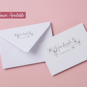 Personalized Handmade by | Made By | Handmade with Love | Floral |Self Inking Modern Stamp Crafters Stamp | 2013