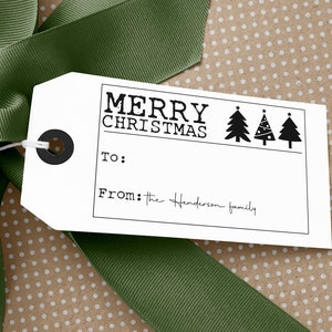Minimal Christmas Personalized Gift Tag Stamp • Holiday Rubber Stamp • Christmas Tag Stamp • Gift Tag Stamp (2099)