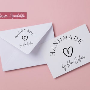 Personalized Handmade by | Made By | Handmade with Love | Heart |Self Inking Modern Stamp Crafters Stamp | 2011