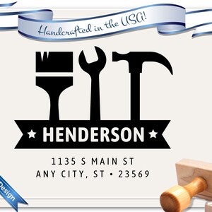 Handyman Carpenter| Return Address Stamp | Custom Address Stamp | Self Inking | Address Stamp | Personalized Gift | Style 1936
