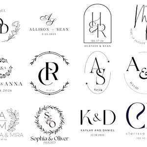 Monogramme de mariage personnalisé | Réservez la date | Logo de mariage | Tampon ou gaufrage Embosseur Tampon pour faire-part de mariage 30 modèles au choix