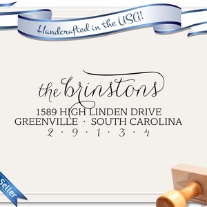 Modern Calligraphy - Custom Rubber Stamp Return Address Stamp -- Personalized Gift -- Style 1457