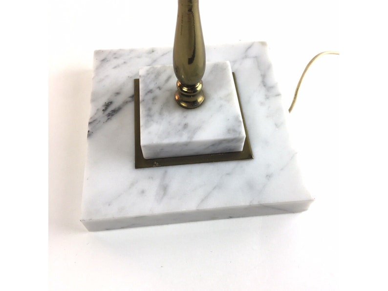 Vintage Adjustable Brass Single Arm Desk Lamp Square Marble Base Tabletop Light, Bankers Lamp, Brass Flower Decor, Tilt Lamp, image 6