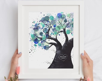 Unique Spring Wedding Gift - Custom Tree of Life Wall Art for Couples, Autumn Wedding Gift for Newlyweds, Paper Anniversary Painting