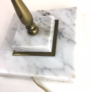 Vintage Adjustable Brass Single Arm Desk Lamp Square Marble Base Tabletop Light, Bankers Lamp, Brass Flower Decor, Tilt Lamp, image 7