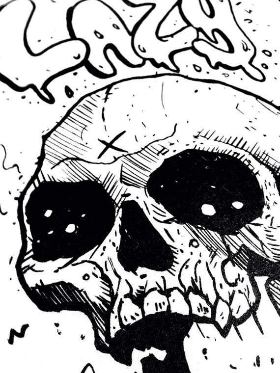 Pizza Pentagram Lazy Skull Head T Shirt Etsy