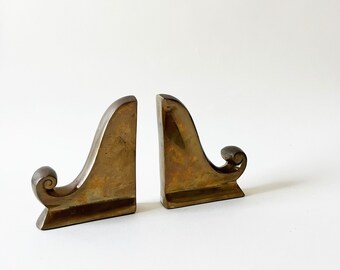 Solid Brass Scrolled Book Ends