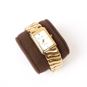 Vintage Gold Watch with White Rectangle Face | ANNE KLEIN COUTURE