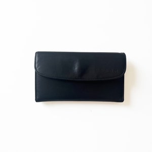 Vintage Coach Black Leather Legacy Wallet / Water Buffalo Combinación Wallet Chequera