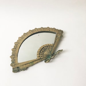 Vintage Brass Table Top Fan Mirror
