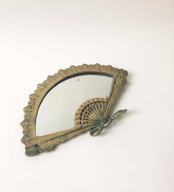 Vintage Brass Table Top Fan Mirror