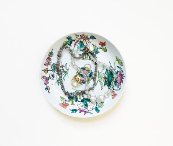 Vintage Chinoiserie Ceramic Dish - Boho Ring Dish… - image 2