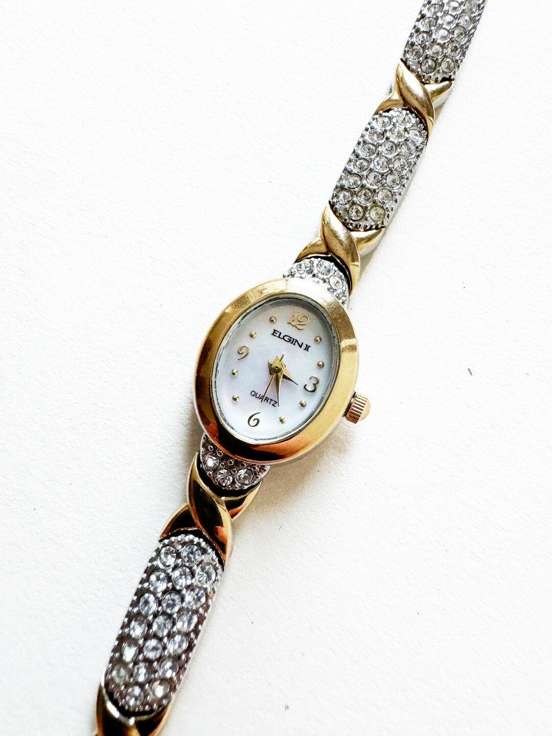 Vintage Small Gold Watch With Crystal Face Anne Klein Etsy
