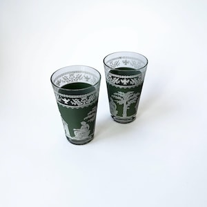 Vintage Hellenic Green Jasperware Wedgewood Tumbler Set