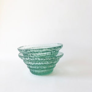Vintage Textural Aqua Glass Bowls - Set of Two