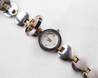 Dainty Elgin ladies two toned dress watch NEW BATTERY WOMENS ELGIN Elgin II Rhinestone Vintage Watch Two-tone  main image 4