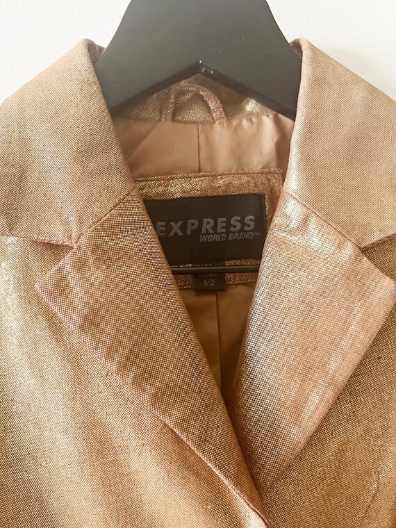 Vintage 90's Express Leather Gold Jacket Blazer w… - image 5