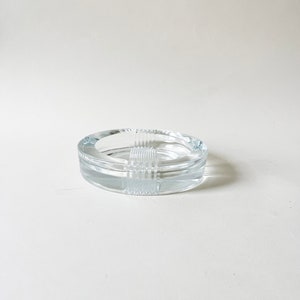 Vintage Glass Circular Ashtray Clear Tray | Modernist MCM Trinket Tray or Ring Dish
