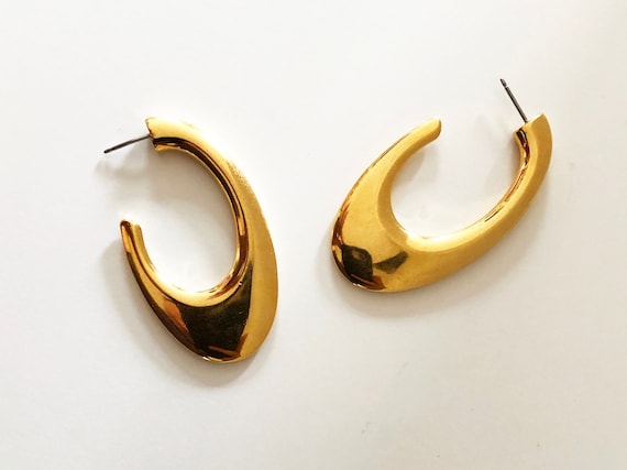 Stud Earrings Vintage Earrings Hoops Earrings Gold Earrings Minimalist Spiral Stripe Gold Pierced Earrings Vintage Jewelry