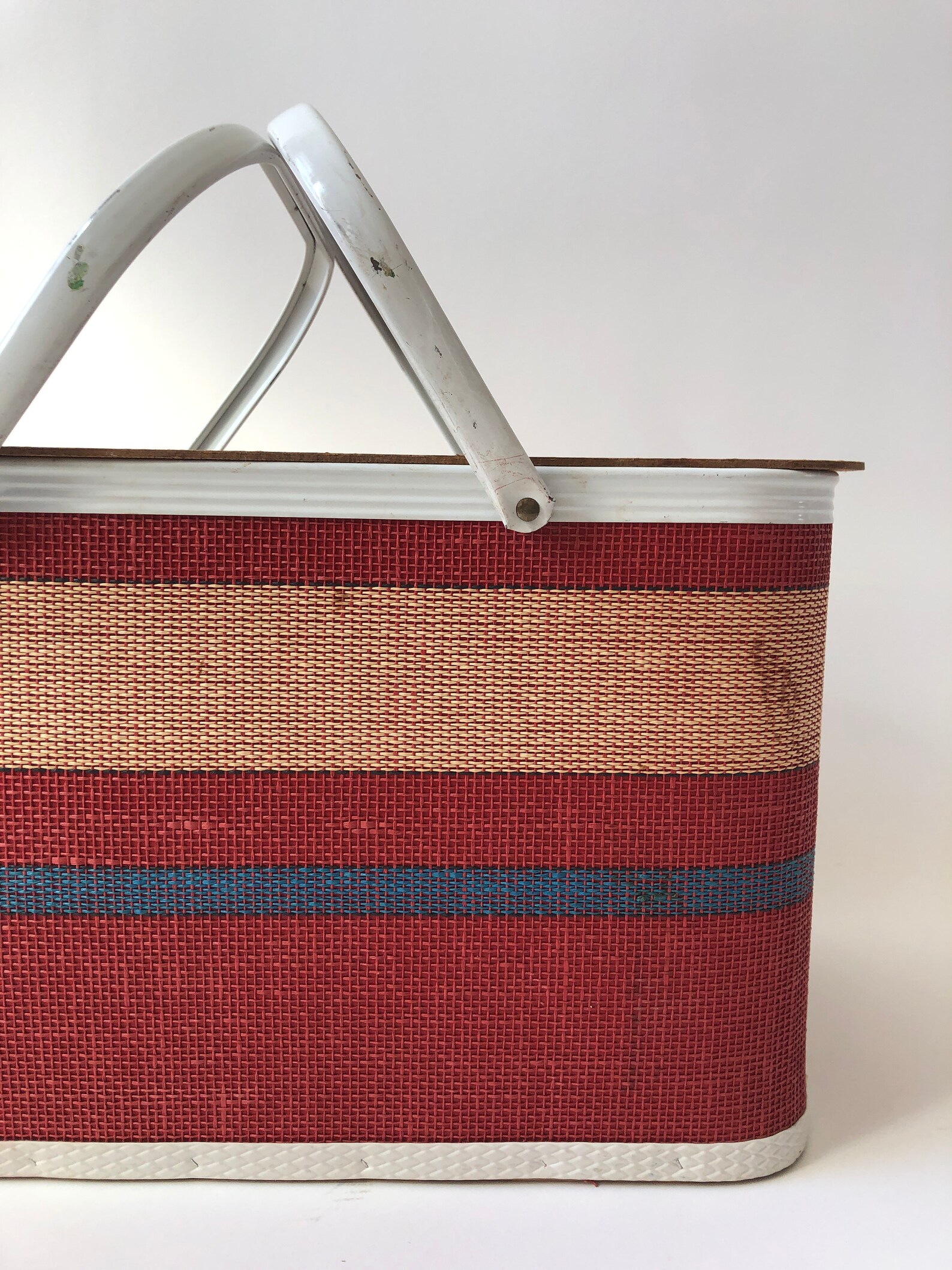 Large Vintage Redmond Picnic Basket with Lid Mid Century Red Etsy