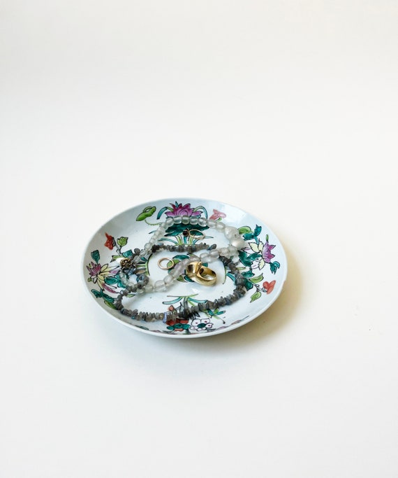 Vintage Chinoiserie Ceramic Dish - Boho Ring Dish… - image 7