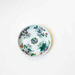 Vintage Chinoiserie Ceramic Dish - Boho Ring Dish | Large  Floral Painted Entry Dish