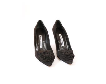 Vintage Black Suede Manolo Blahnik Heels | EU 35