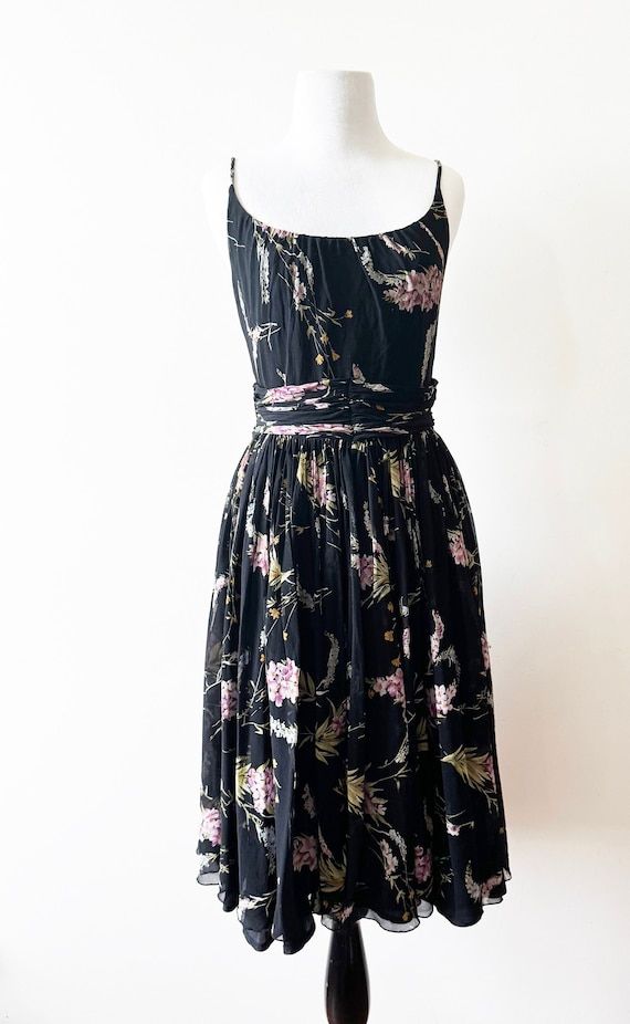 Y2k ANNA SUI Classic Black Floral Dress | Size 8