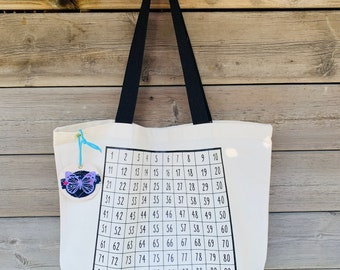 Math-to-Go Bag (Purple Butterfly) 10 Frame Tote Bag, Homeschool Bag, Wild Math, Homeschool bag, Waldorf Math, Montessori Math