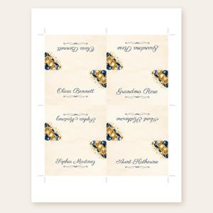 Birthday Name Tents, Navy and Gold Balloon Place Cards, Cheers Birthday Dinner Table Decor, Custom Printable Digital File image 3