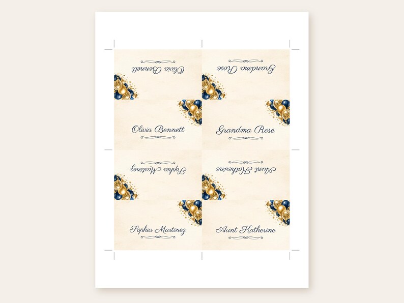 Birthday Name Tents, Navy and Gold Balloon Place Cards, Cheers Birthday Dinner Table Decor, Custom Printable Digital File image 3