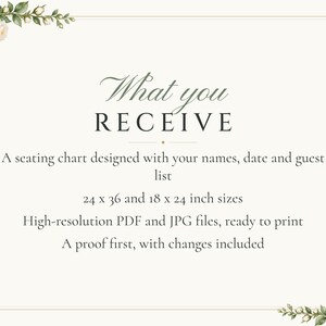 Custom Seating Chart Sign, Alphabetical Wedding Seating Chart, White Rose Find Your Seat Sign, Printable 24x36 Digital File image 5