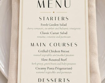Custom Wedding Dinner Menu, Monogram Reception Menu Card, Wreath Place Setting Menu, Printable 4x9 Digital File