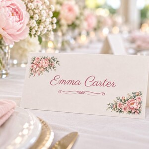 Baby Shower Welcome Sign and Name Tents Set, Oh Baby Girl Pink Bow, Floral Corner Shower Decor, Custom Printable Digital Files image 3