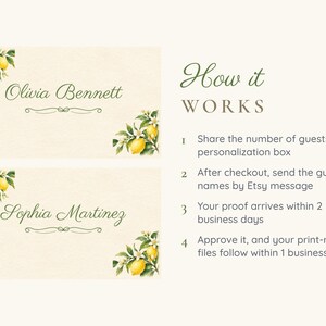 Bridal Shower Name Tents, She Found Her Main Squeeze Lemon Place Cards, Lemon Branch Luncheon Table Decor, Custom Printable Digital File image 4