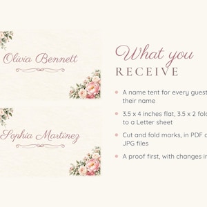 Bridal Shower Name Tents, From Miss to Mrs Place Cards, Peony Corner Luncheon Table Decor, Custom Printable Digital File image 5