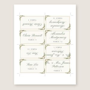 Custom Wedding Name Tents, White Rose Place Cards with Table Numbers, Garden Rose Escort Cards, Printable Digital File image 3