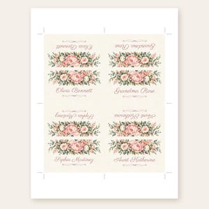 Bridal Shower Name Tents, From Miss to Mrs Place Cards, Blush Peony Luncheon Table Decor, Custom Printable Digital File image 3