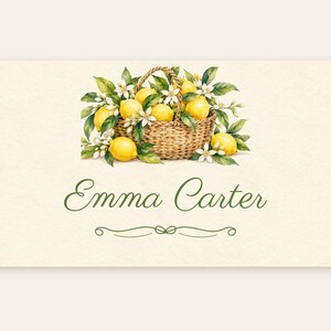 Bridal Shower Name Tents, She Found Her Main Squeeze Lemon Place Cards, Lemon Basket Luncheon Table Decor, Custom Printable Digital File image 2