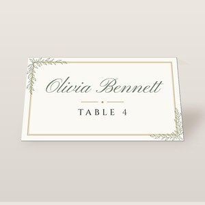 Custom Wedding Name Tents, Botanical Line Art Place Cards with Table Numbers, Minimalist Escort Cards, Printable Digital File image 2