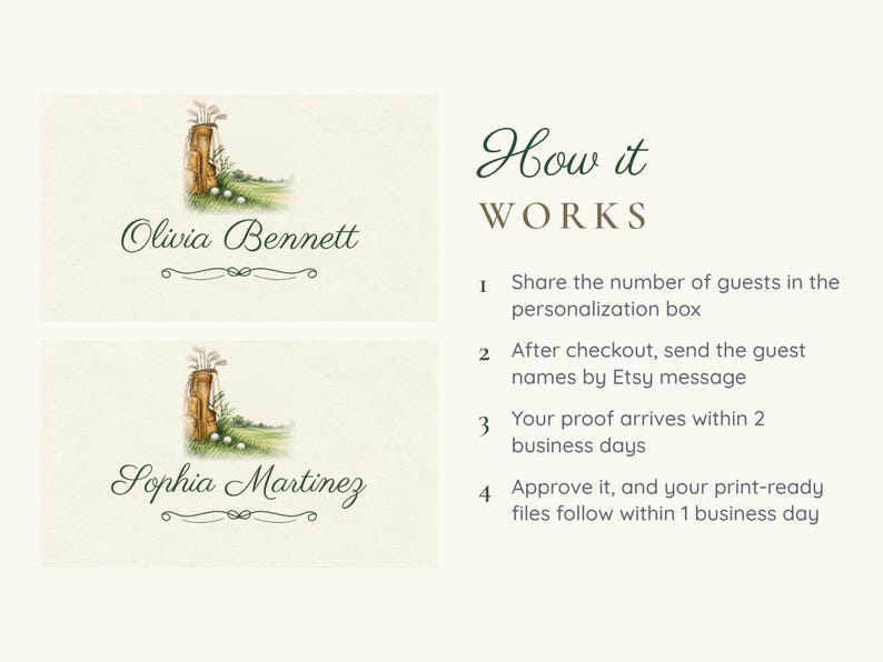 Birthday Name Tents, Vintage Golf Bag Place Cards, Golf Birthday Dinner Table Decor, Custom Printable Digital File image 4