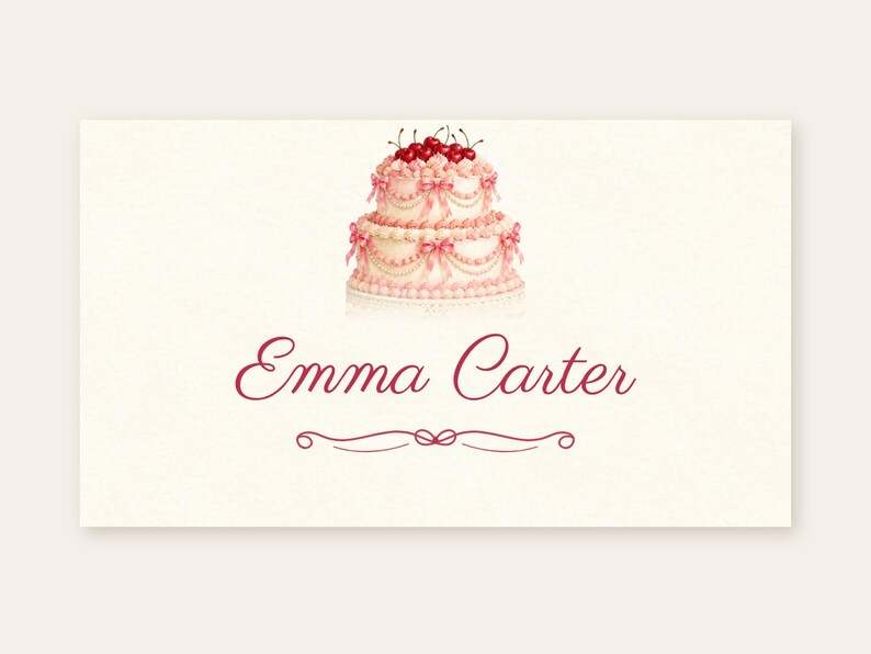 Birthday Name Tents, Pink Vintage Cake Place Cards, Vintage Cake Birthday Dinner Table Decor, Custom Printable Digital File image 2