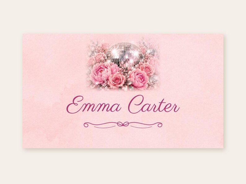 Birthday Name Tents, Disco Ball and Roses Place Cards, Disco Birthday Dinner Table Decor, Custom Printable Digital File image 2